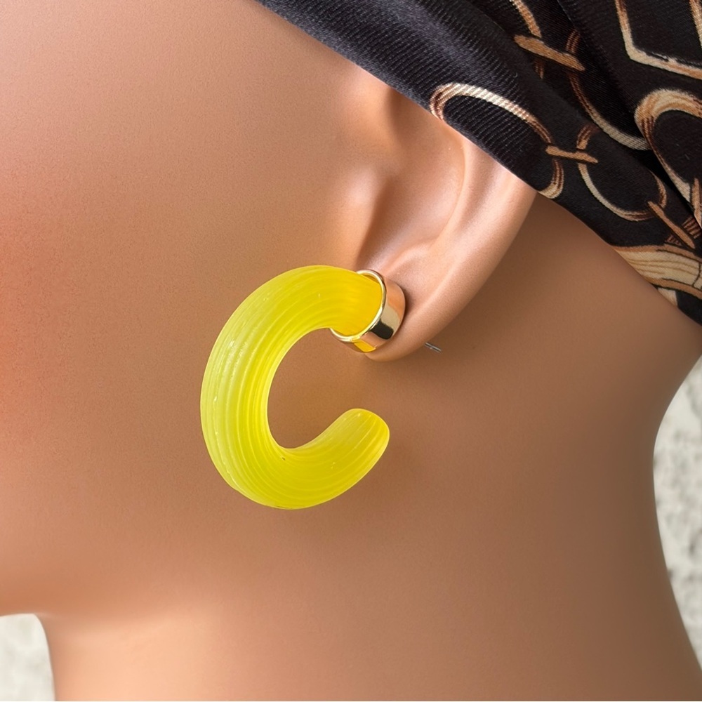 Trendy Yellow Jelly Hoop Earrings